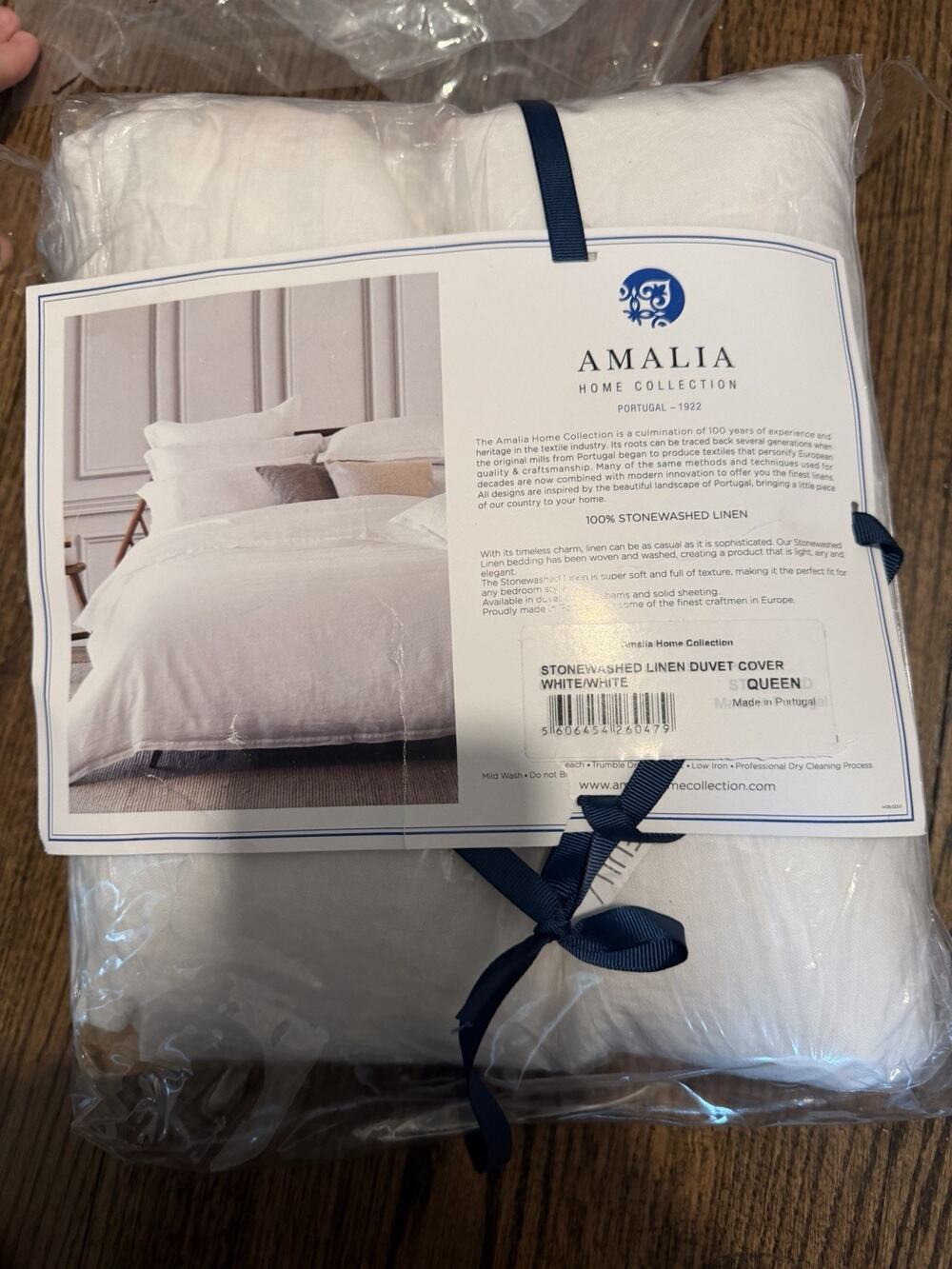 AMALIA HOME COLLECTION 100% Linen White Queen Duvet Cover NWT $625